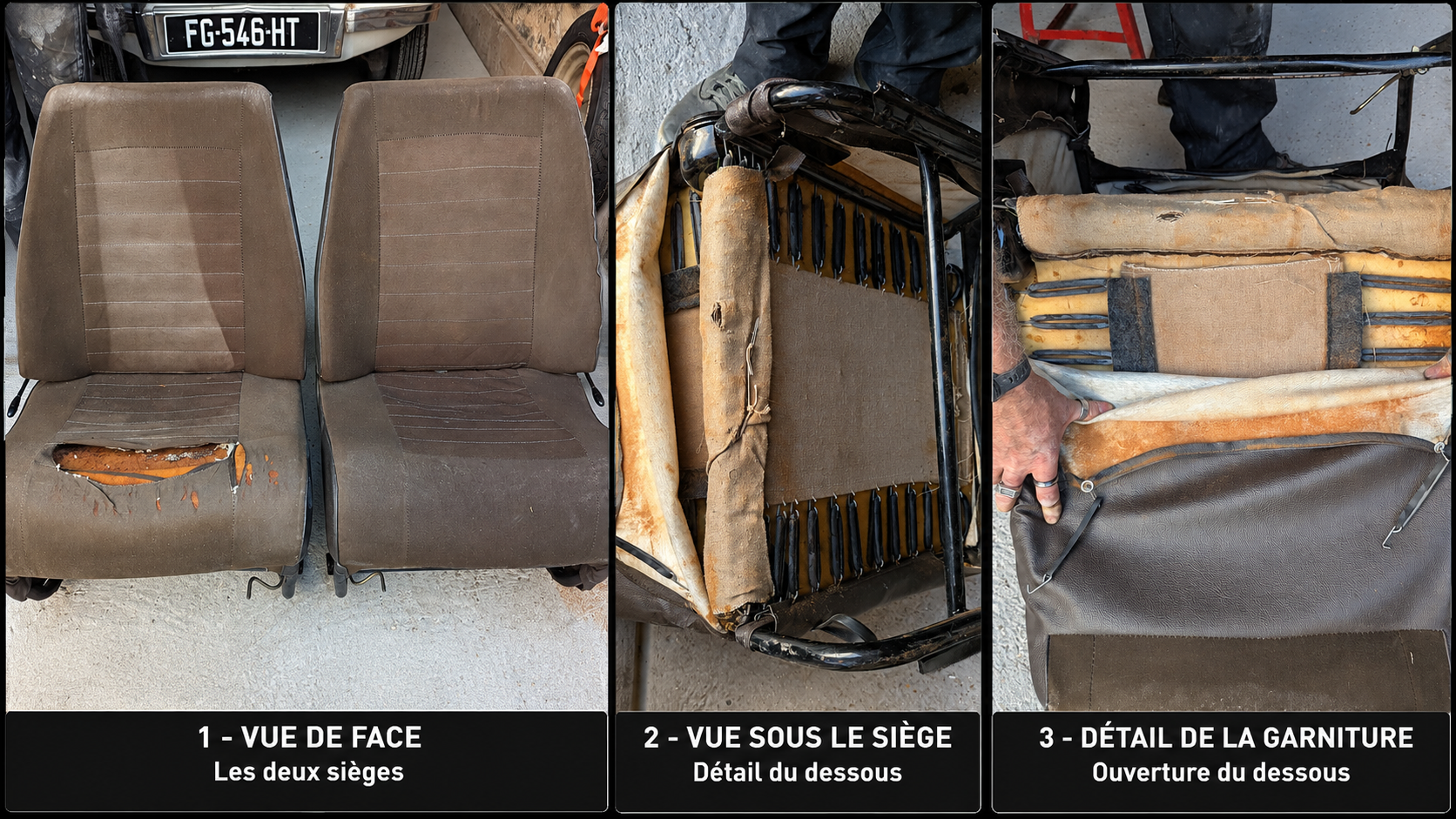 Photo de siège pour identification d'une sellerie Citroën Ami 6 Ami 8 2CV Dyane